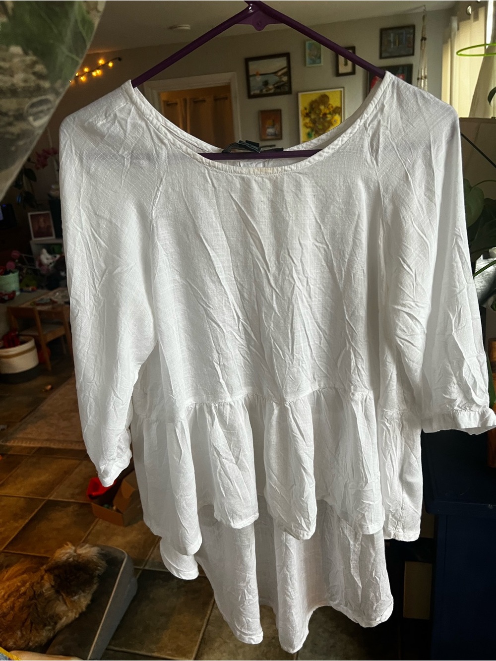 French Connection White Peplum Tunic Top